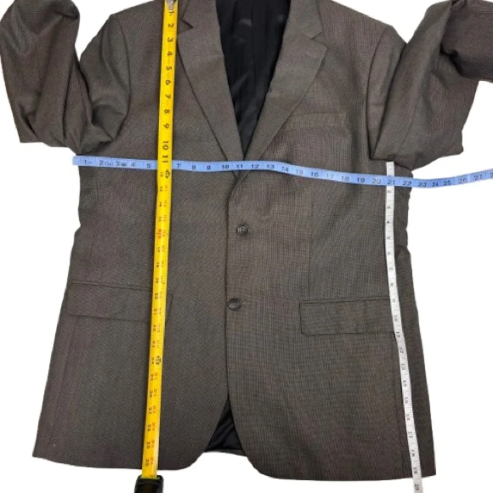 Banana Republic 44R Wool Blend Suit Brown Micro Check Blazer Pants 34x30 - Picture 5 of 16